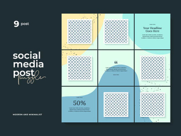 Social Media Post Template Instagram Puzzle Vector