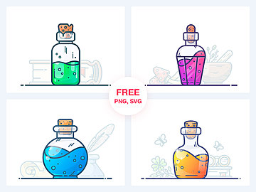 Freebie: Vector Potions Illustrations