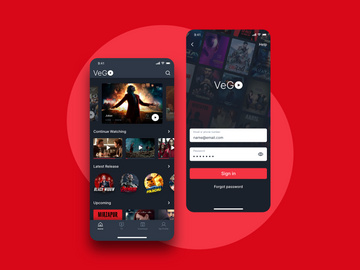 Vego Video Streaming App Adobe XD iOS UI Kit