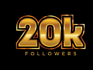3d golden 20k followers social media celebration design. Vector illustration