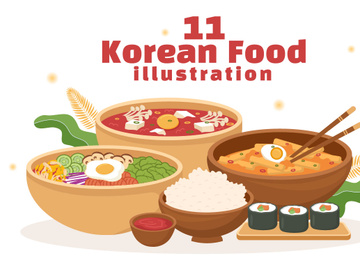 11 Korean Food Set Menu Illustration