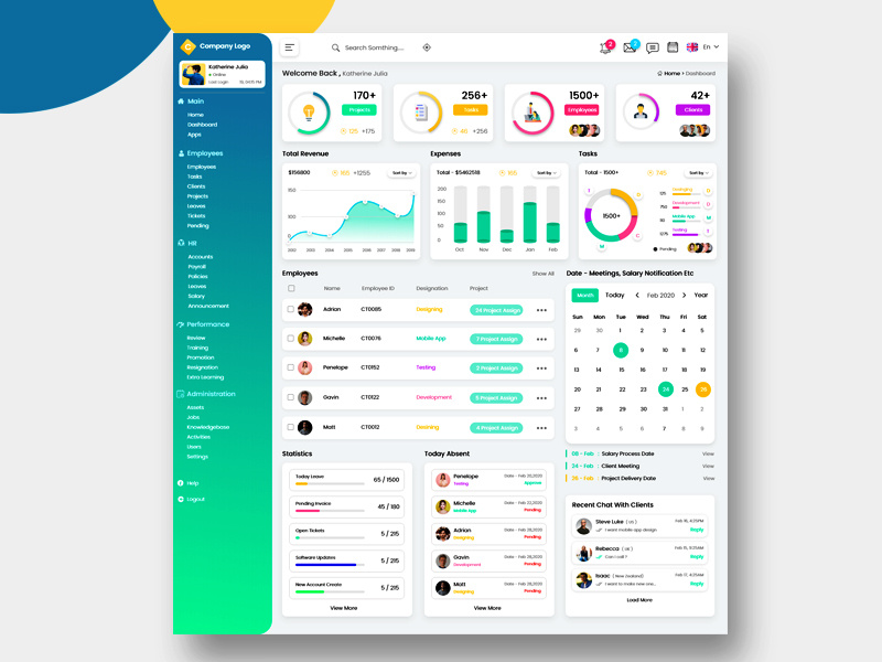 Project and Employee Management Admin Template Mockup