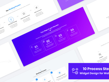 Step Section Design - 10 Process Steps Widget UI Kit