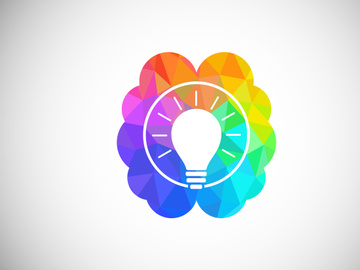 Modern low poly style brain logo design, Geometric and triangle brain logo icon sign symbol.