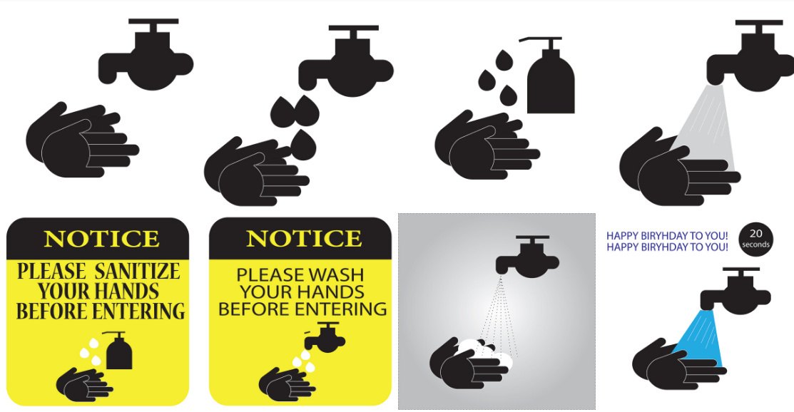 Covid-19的预防--洗手通知载体(Covid-19 Prevention - Hand Wash Notice Vectors)插图