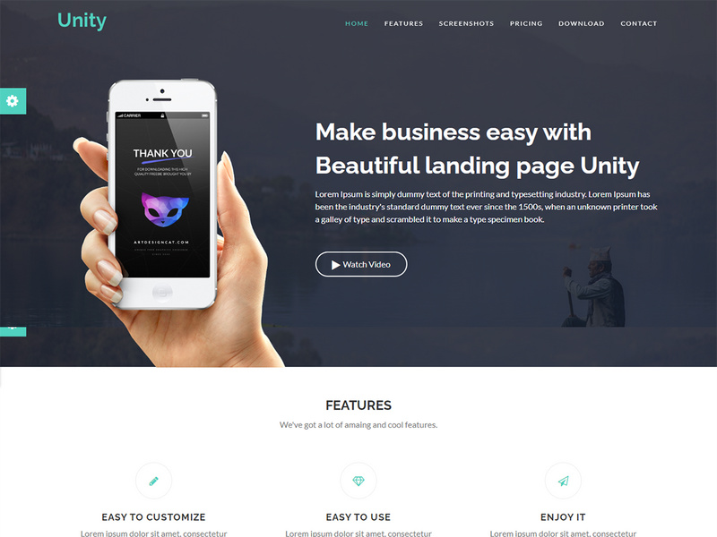 Unity Responsive App Landing Page Template by Md Belal ~ EpicPxls