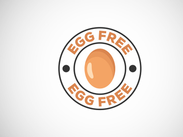 Egg free labels badge logo sign for food package seal. 100 percent egg free flat vector illustration
