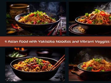 Asian Food with Yakisoba Noodles and Vibrant Veggies Concept