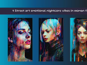 Colorful abstract woman portrait AI image