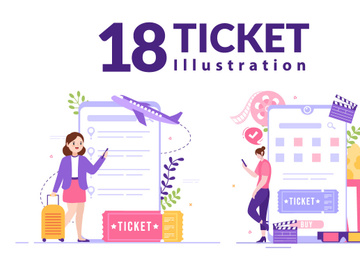 18 Ticket Website Flat Illustration