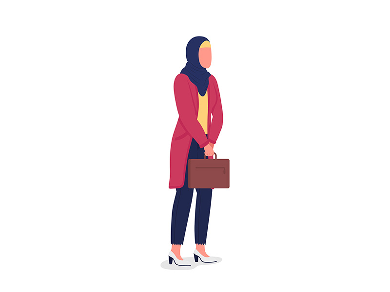 Muslim business woman flat color vector faceless character ~ EpicPxls