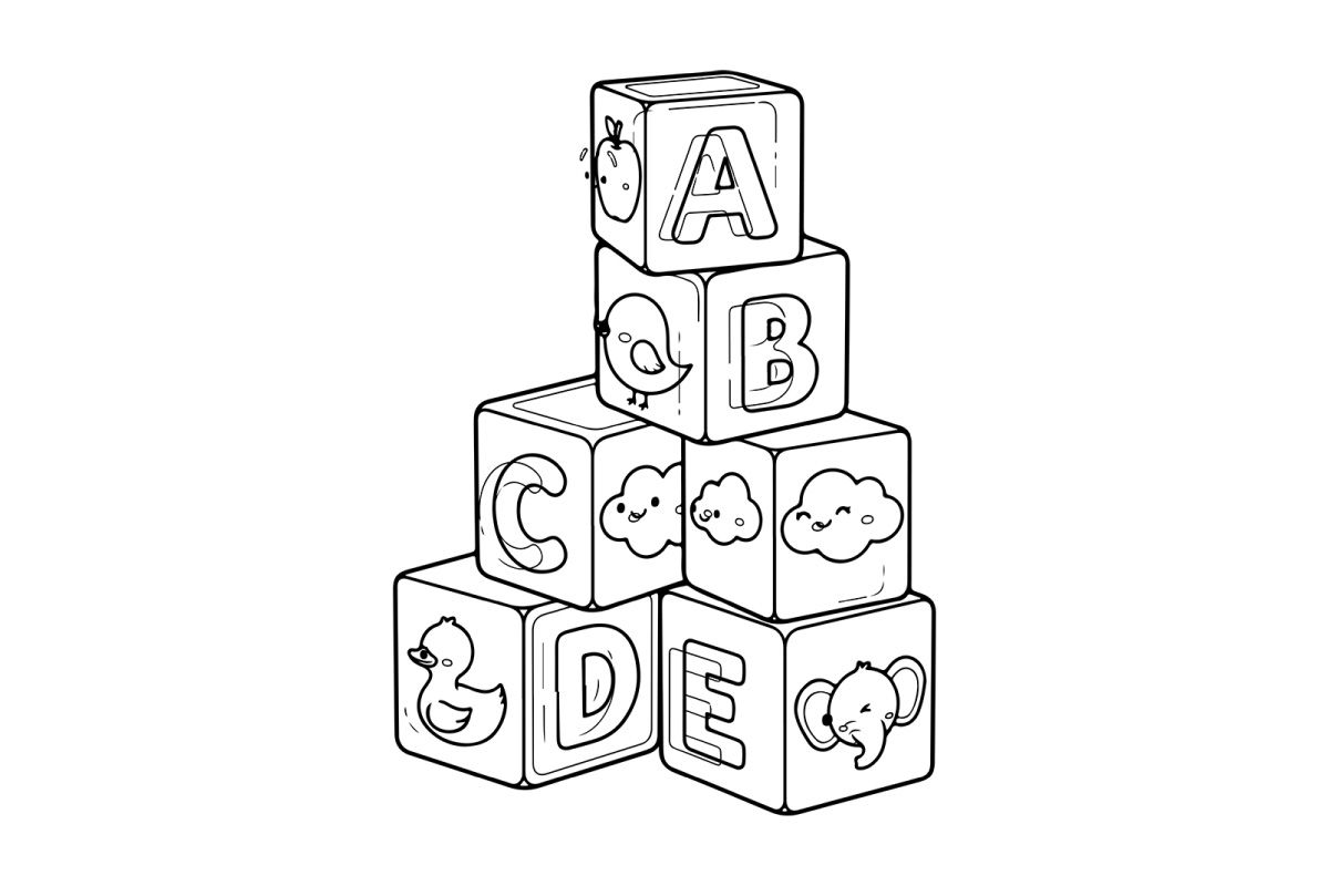 Alphabet blocks with animals vector illustration flat design