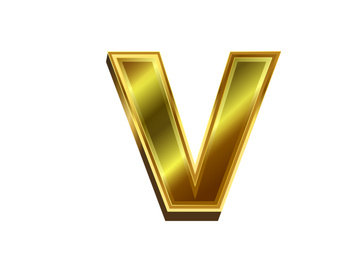 3d golden letter. Luxury gold English alphabet on white background