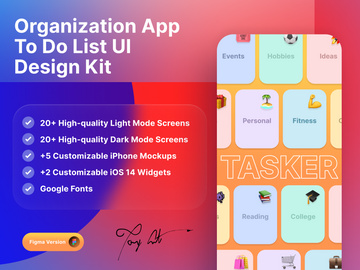Tasker - To Do List / Task Management App – UI Design Kit