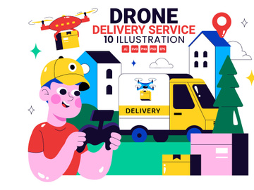 10 Drone Delivery Service Illustration