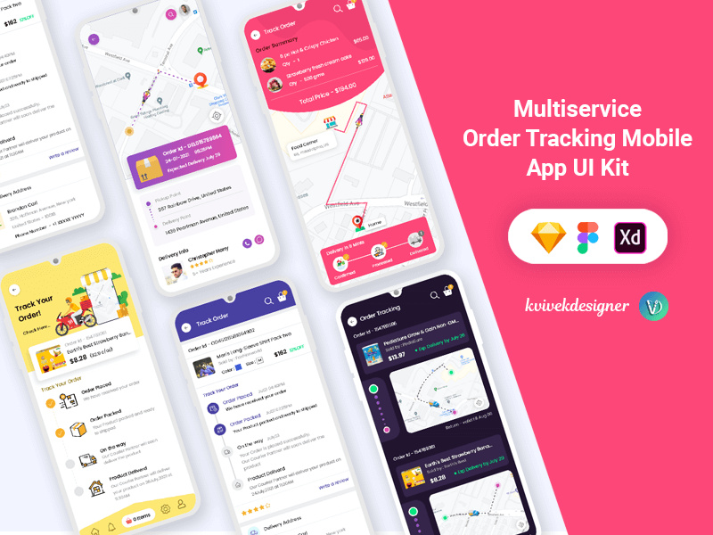 Multi Service Order Tracking Mobile App UI Kit by ~ EpicPxls