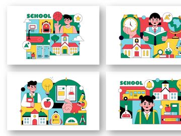 10 School Vector Illustration