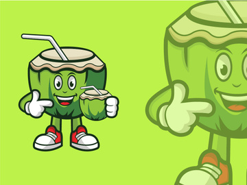 Coconut  Cartoon mascot Logo Design Template