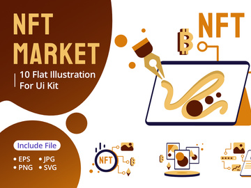 NFT Market Flat Illustration Cryptocurrency Exchange