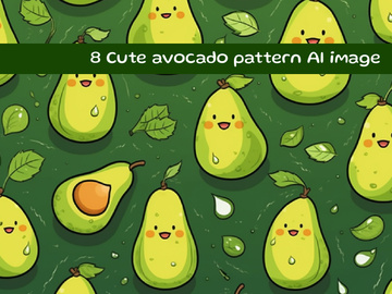 Cute avocado pattern AI image