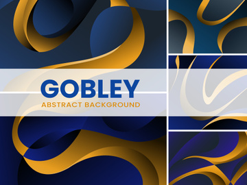Modern dark blue and gold abstract ribbon background