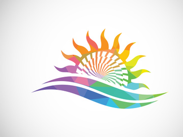 Air conditioner low poly logo sign symbol. Hot and cold symbol