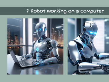 Robot working on a computer