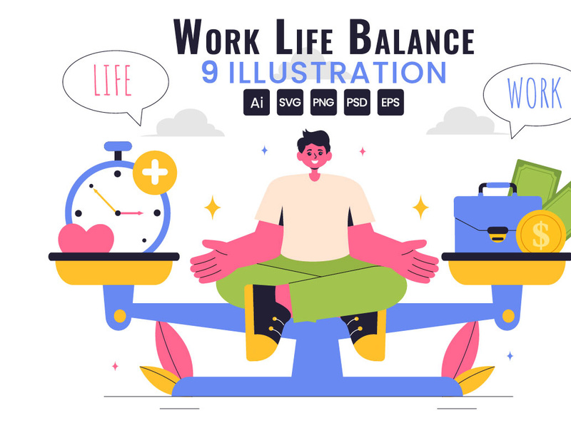 9 Work Life Balance Illustration by denayuneep ~ EpicPxls