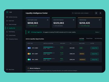 DeFi Liquidity Dashboard UI | Crypto Yield Farming & Asset Intel