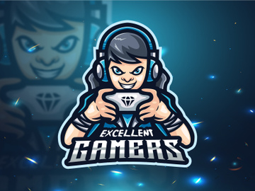 Boy esport mascot logo design vector