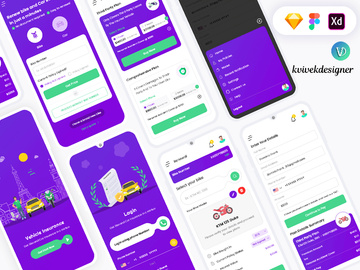 Buy Bike and Car Insurance online Mobile App UI Kit