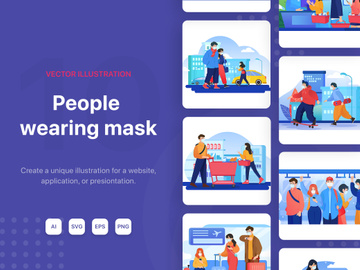 M99_People wearing mask Illustrations