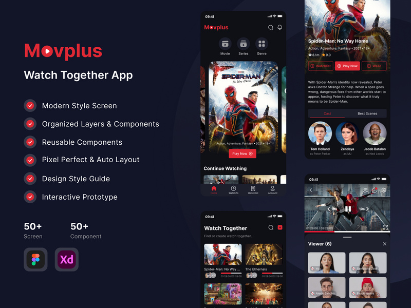Movplus - Movie App UI Kit by Starlab Design ~ EpicPxls