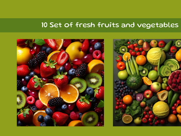 Set of fresh fruits and vegetables