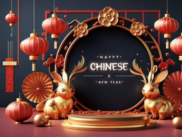 PSD 3d rendaring realistic chinese new year background bundles
