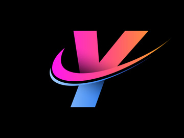 Initial English alphabet with a swoosh logo template. Modern vector logotype for business and company identity