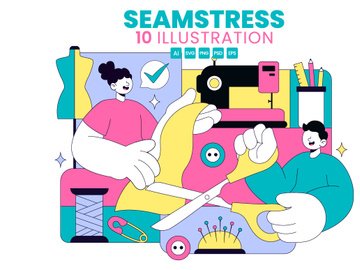 10 Seamstress Vector Illustration