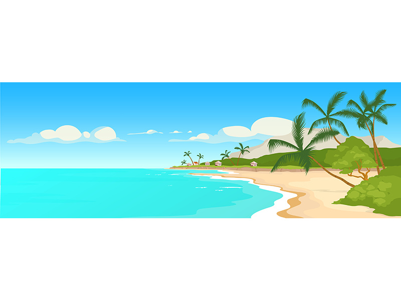 Download Tropical sandy beach flat color vector illustration by ...