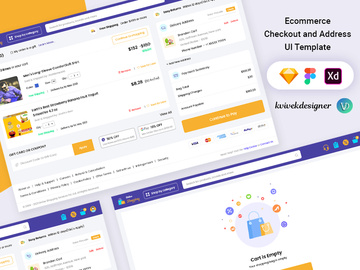 Ecommerce Online Shopping Cart Checkout and address Website Template