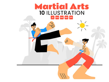 10 Martial Arts Vector Illustration