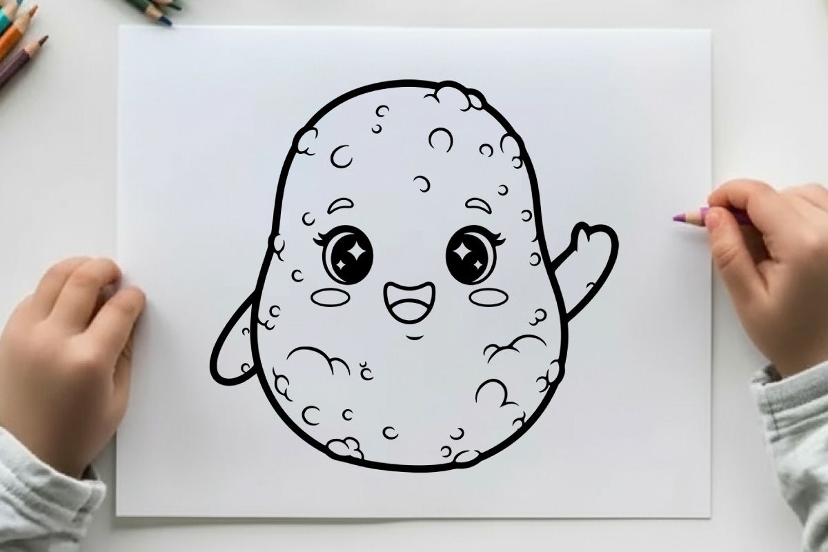 Cute smiling microbe germ cartoon vector illustration