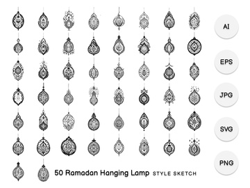 Ramadan Hanging Lamp Element Draw Black