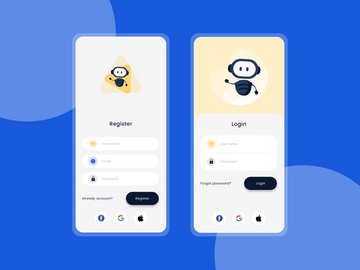 Login and Register concept screens in the light mode