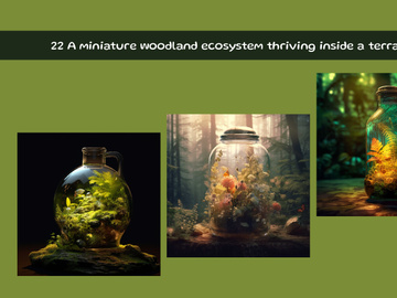 A miniature woodland ecosystem thriving inside a terrarium