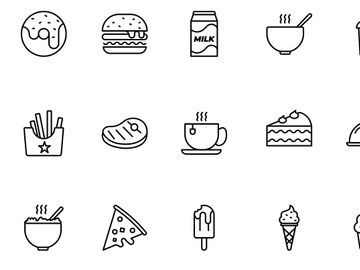 Food outline icons set
