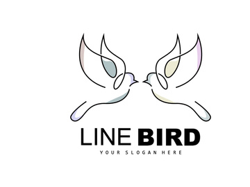Bird Logo, Vector Hummingbird, Simple Simple line Style Design, Bird Wings Icon Product Brand