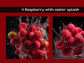 Raspberry with water splash