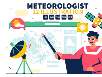 12 Meteorologist Analyzing Illustration