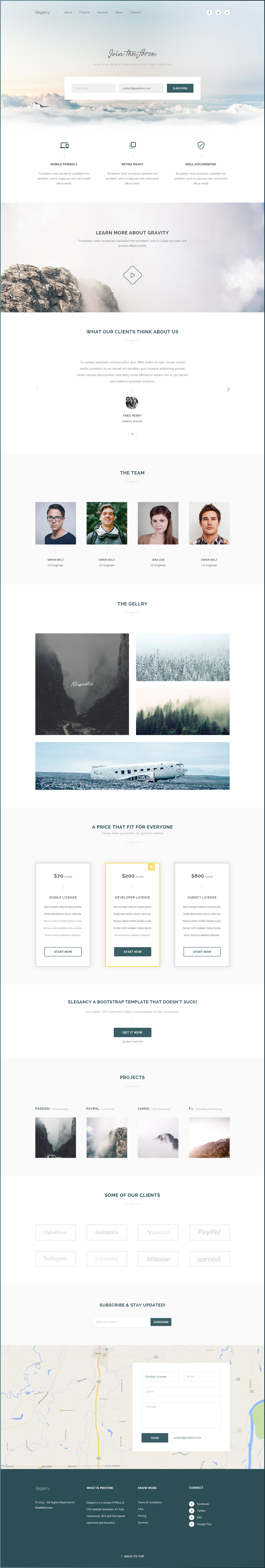 Elegancy: Single Page Template [PSD]