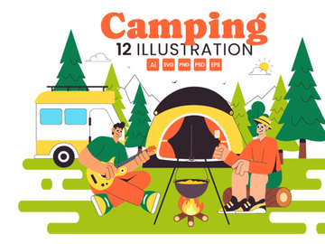 10 Summer Camping Illustration